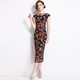 retro exquisite good-looking printed dress women's popular new women's summer dopamine wear long skirt