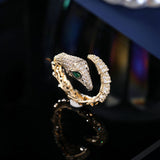 2025 New fashion, personalized and simple snake head stud earrings,  micro-inlaid zircon temperament snake earrings jewelry set