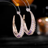 2025 S925 silver needle   style earrings Internet celebrity temperament light luxury earrings exaggerated atmosphere C-shaped large circle earrings