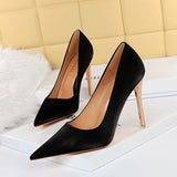 2025 1829-12  style sexy and thin thin heel super high heel satin high heel light mouth pointed high heel shoes women's single shoes