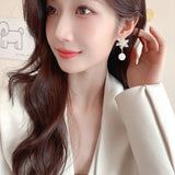 2025 high-end flower earrings super flash zircon windmill pearl earrings silver needle versatile creative bride earrings women