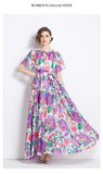 High-end  dress women's popular new design printing strap waist long chiffon vacation skirt
