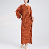 2025 dress high quality design sense loose large size Popular trade women's bat sleeve elegant dress pleated dress