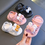 KAMAMES Girls Sandals Princess Shoes Summer Non-Slip Soft Bottom Bowknot Big Middle Children Fashionable Stylish Open Toe Beach Sandals