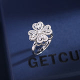 2025 Niche design sense light luxury earrings rings flower collarbone chain earrings tide rotatable clover jewelry set