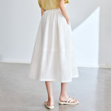 Cotton cocoon, white cotton bud skirt women's  summer high waist and thin hips a word big pendulum umbrella skirt