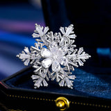 2025 Autumn and winter suit coat accessories high-end corsage copper inlaid zircon niche design double-layer rotatable snowflake brooch