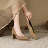 2025 8099-3 waterproof table high heels women's 2025 autumn new pointed thick heel high heels women's one-pedal women's shoes