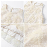 White Celebrity Temperament Design Flower Dress  Summer New High Waist Short Skirt M4002