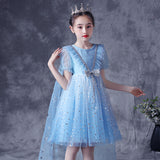 Kamames  Children's Gauze Dress Summer Princess Elsa Dress Frozen Dress Girls' Princess Dress Summer New