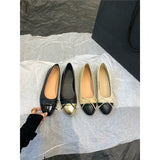 2025  popular new flat-bottomed round head bow ballet shoes, small fragrant wind soft sole, light fairy one-pedal color matching shoes