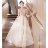 Evening dress women's banquet temperament light luxury niche style  New sense host princess dress bar mitzvah girl