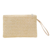 KAMAMES New Big Wallet Wheat Straw Braid Straw Bag Female Briefcase Hand-Woven Bag Mobile Coin Purse Clutch