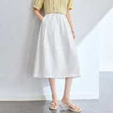 Cotton cocoon, white cotton bud skirt women's  summer high waist and thin hips a word big pendulum umbrella skirt