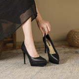 2025 1233B pointed thin heel high heels women's autumn 2025 new sexy waterproof table solid color super high heel single shoes women