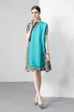 Pleated loose improved cheongsam skirt women's short-sleeved summer  new mother age-reducing dress Chinese style