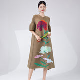 2025 skirt dress female fat sister loose large size printing fashion Popular style high sense a word skirt Popular trade