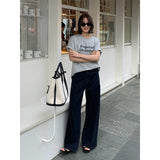 2025 THE MIND wide-leg jeans women's 2025 thirteen lines spring Korean version of high-waisted versatile casual trousers N15