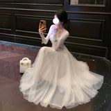 high-end temperament dress women's  new light luxury age-reducing gentle wind fluffy suspender skirt N4021