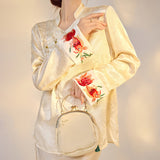 Spring Heavy Industry National Style New Chinese-style diagonal placket buckle fashionable design sense high-end silk embroidered shirt M3088