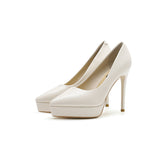2025 1233B pointed thin heel high heels women's autumn 2025 new sexy waterproof table solid color super high heel single shoes women
