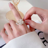 2025 Niche design sense light luxury earrings rings flower collarbone chain earrings tide rotatable clover jewelry set