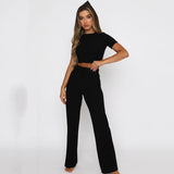 2025 eBay hot-selling  summer new straight-leg women's pants, sexy high-waisted solid-color casual sports trousers
