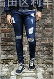 2025 's new wish 2025 ripped men's tight jeans white worn pants 1091