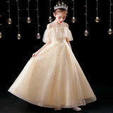 Kamames  Girls' Summer New Elegant Long Dress Dress Princess Dress Children's Summer Clothing High-End Champagne Piano Performance