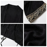 Summer national style new light luxury heavy industry printing loose silk shirt retro celebrity suspender skirt set M6056