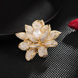 2025 Light luxury high-end blazer with corsage Japanese and Korean temperament versatile coat pin pearl three-dimensional lotus brooch