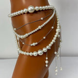 2025 L4801Y  new pearl waist chain, different sizes pearl waist chain metal fringed chain waist chain body chain