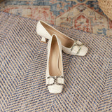 2025 6388-3  square head stiletto single shoes, spring and autumn 2025 new comfortable metal buckle fashion high heels women