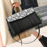 2025 Bag Women's Handbag Premium Sense Large Capacity Python Pattern Woven Boston Bag  One Shoulder Crossbody Women's Bag