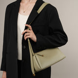 KAMAMES 2025 Cowhide black bag popular new leather messenger bag women's high-end baguette underarm bag summer soft leather women's bag
