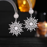 2025 style crowdwork color zircon earrings wholesale elegant fashion temperament light luxury high sense Christmas snowflake earrings