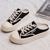 kamames Black Canvas Shoes Women's Casual Shoes Women's Cloth Shoes Versatile Single-Layer Shoes Biscuit Shape Shoes Light White Shoes Sports Board Shoes