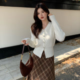 2025 popular autumn and winter new temperament versatile wool bottoming shirt long-sleeved knitted sweater women's top women's 25129