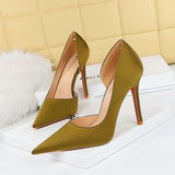 2025 18188-6  style, super high heel, thin heel, satin, light mouth, pointed side, hollow and thin high heels, women's shoes, single shoes