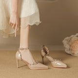 2025 8088-23 One-word waterproof table bag head hollow sandals female sexy pointed thin heel rivet high heels are not tired