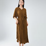 2025 Summer dress women's high-end sense light and breathable lace-up loose meat covering and thin five-quarter sleeve temperament versatile skirt