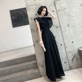 2025 Black evening dress women's banquet temperament lace slim dress  new high-end birthday can be worn in spring