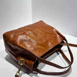 Crossbody bag first layer vegetable tanned cowhide retro leather women's bag New new model with capacity portable tote bag 96045