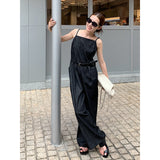 2025 THE MIND denim suspender jumpsuit women's 2025 summer new waist and thin with fanny pack jumpsuit 055AX