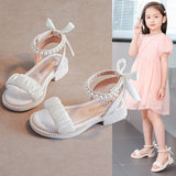 KAMAMES Girls' Roman Sandals  Summer New Fashion Baby Shoes Medium and Small Children Pearl Little Girl Open Toe Princess