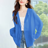 Cotton cocoon, sunscreen clothes women's  summer new tulle cardigan shirt with hooded casual jacket