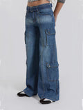 2025 Popularan station new 2023 autumn and winter Popular trade women's clothing street hip hop style low waist tooling denim trousers