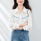 Cotton cocoon, embroidered cotton shirt women's long sleeves spring and autumn  new work workplace OL style casual shirt