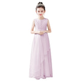 Kamames  Direct Selling Girls' Dress White Gauzy Dress Children's Piano Orchestral Instrumental Performance Suit Poetry Recitation Performance Dress