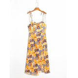 Retro Oil Painting Style Sexy High Waist Sling Dress 2024 Summer New High-Grade Mid-Length Dress